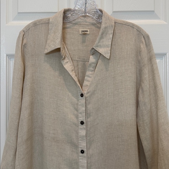 L'AGENCE Bella 3/4-Sleeve Linen Shirtdress Size Medium - Picture 4 of 9